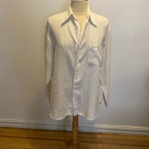 Equipment white 100% flax long sleeve oversize buttoned shirt
